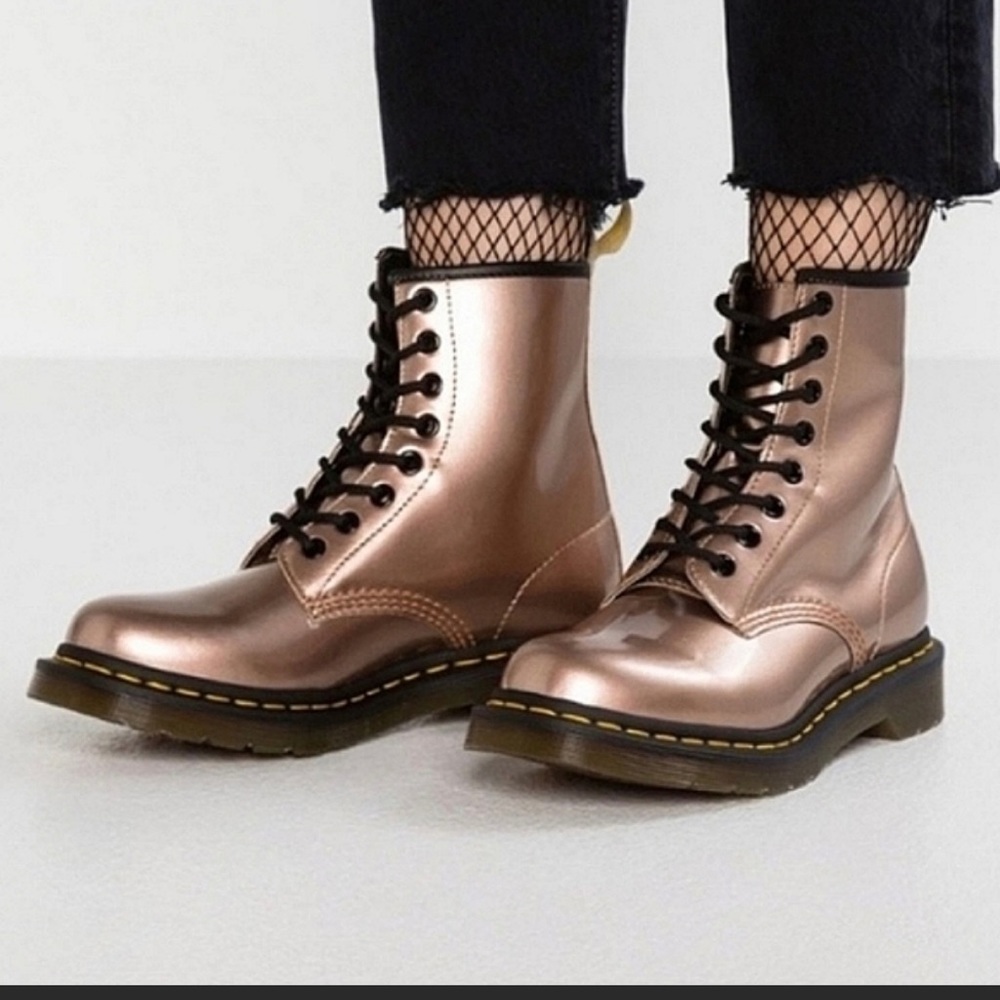 ISO Dr. Martens Rose Gold 1460 Chrome Paint Metallic Boot